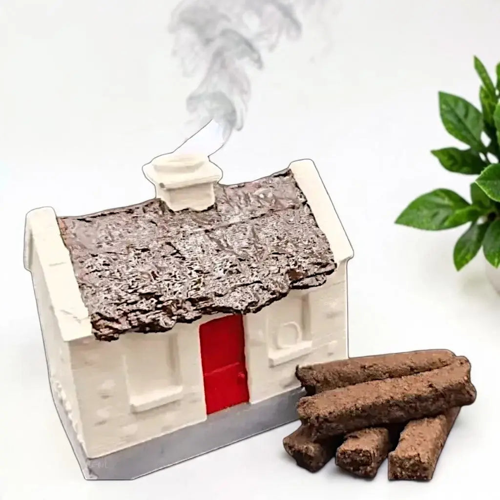 Irish Turf Cottage / Peat Incense Smoking Burner Set